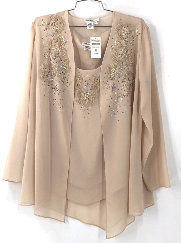 NWT Coldwater Creek Women's Beige Blouse W/Jacket - Size 12