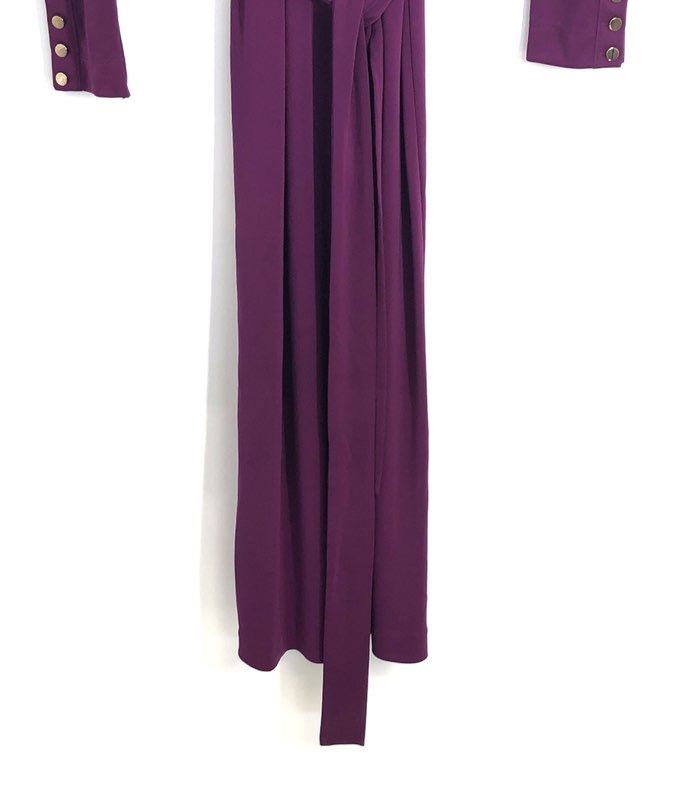 Ann Taylor Women's Purple Mock Neck Shoulder Button Belted Dress Sz 2 NWT