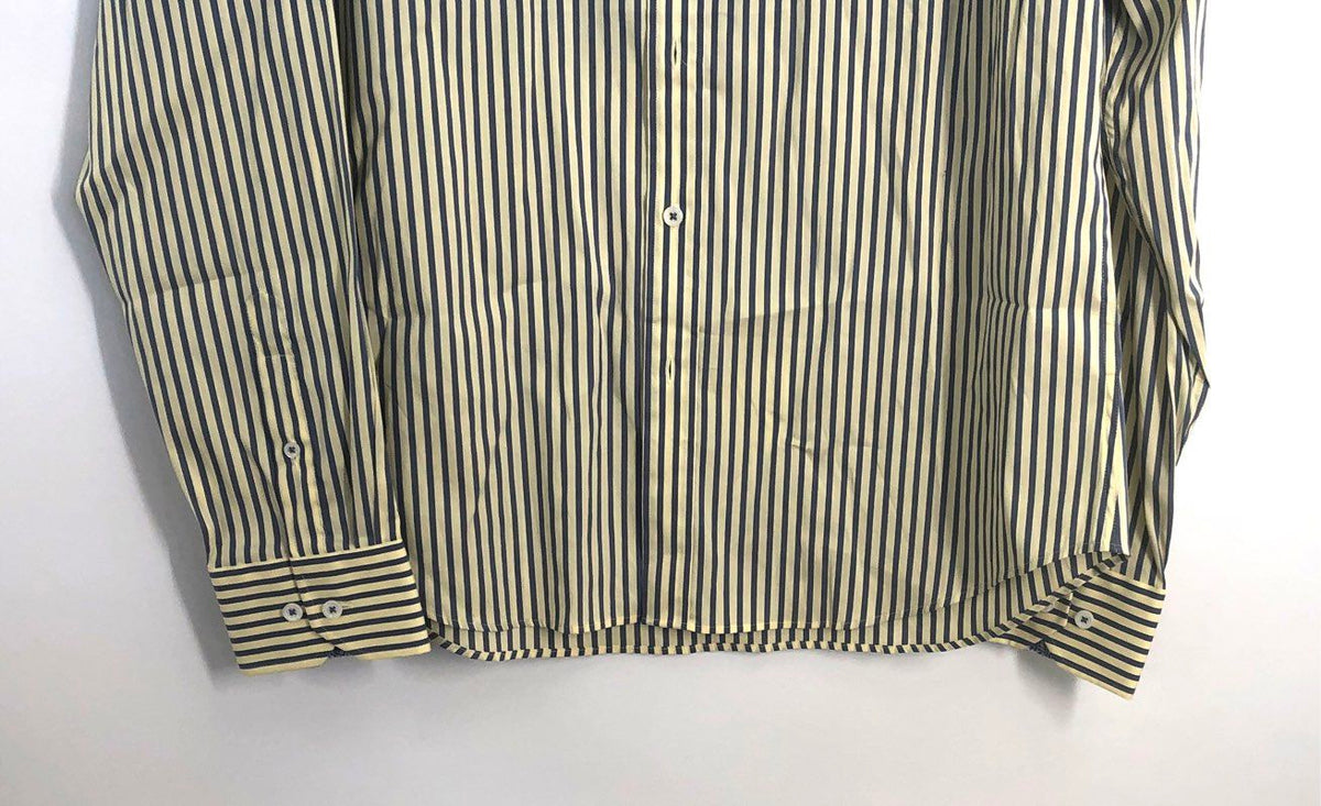 Bugatchi Men's Long Sleeve Button Down Shirt Lemon Striped Shaped Fit NWT Sz L