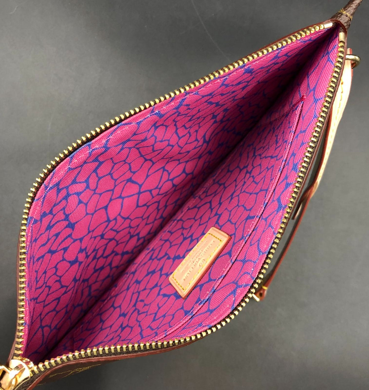 Louis Vuitton Inspired Brown LV Monogram & Multicolor Pumpkin Print Wristlet