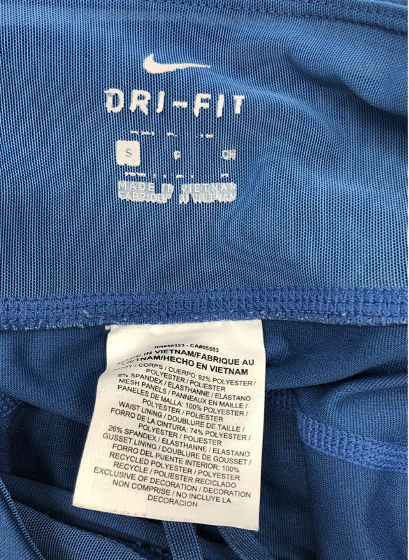 Nike Women's Teal Blue Dri-FIT Mesh Running Leggings Cropped Tights Sz S