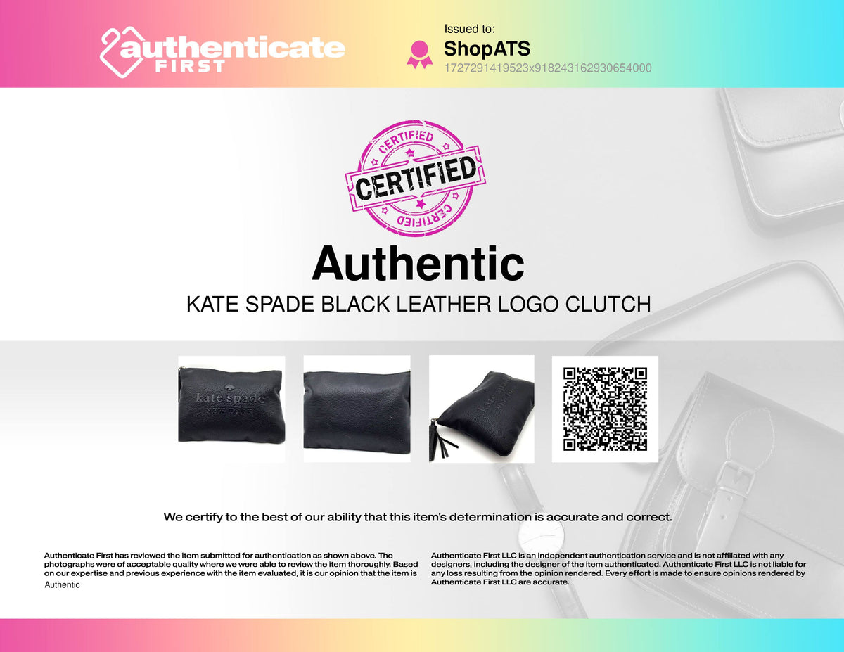 Kate Spade Black Leather Logo Clutch (+COA)