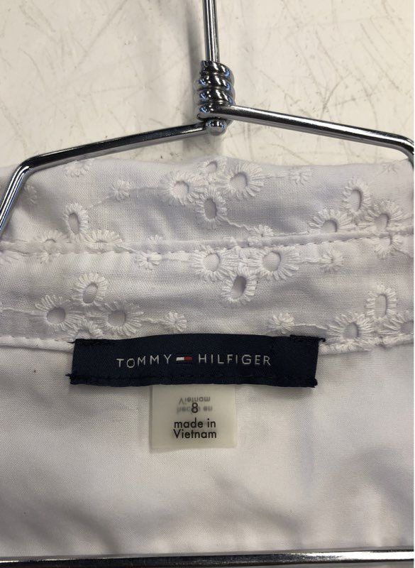 NWT Tommy Hilfiger White Eyelet Belted Cotton Shirtdress Women's Size 8