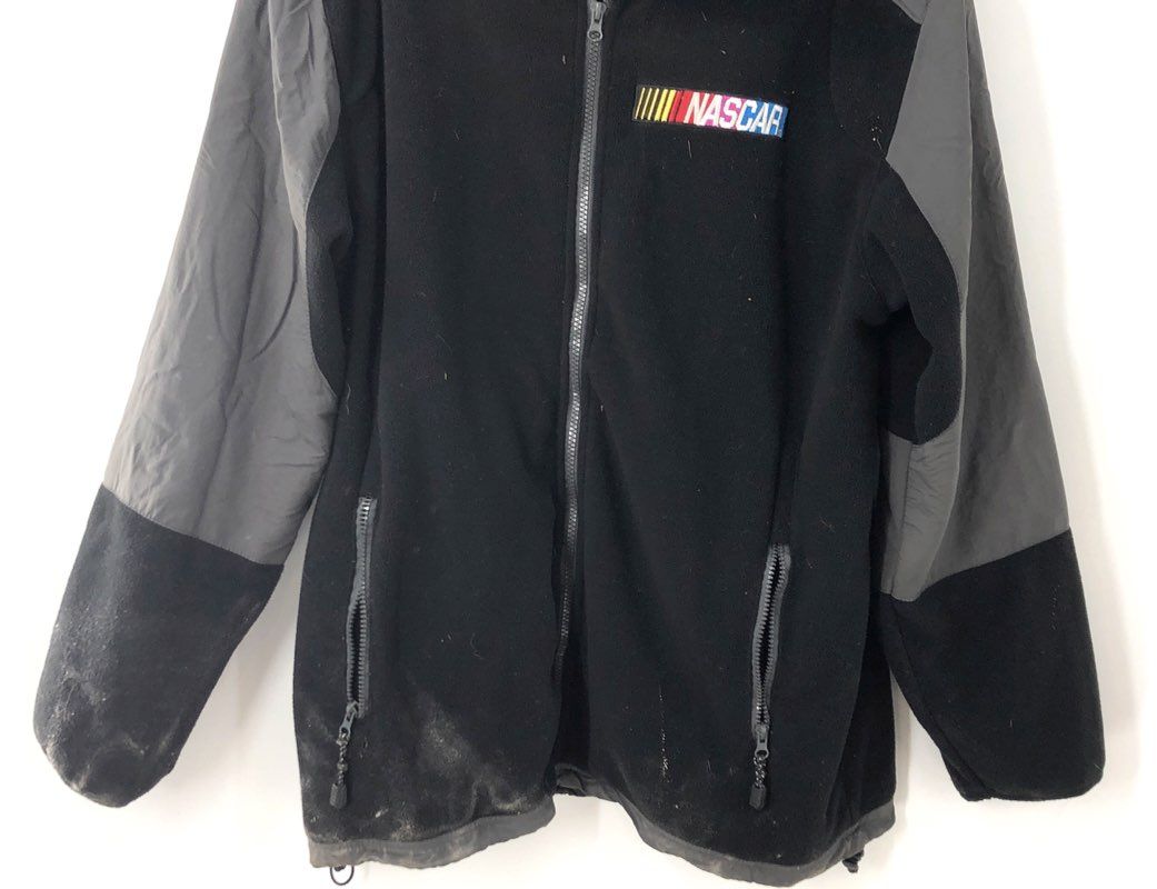 Essex NASCAR Men's Fleece Jacket Black Gray Colorblock Full Zip Size XL
