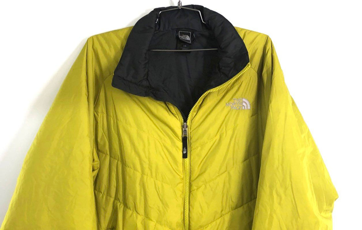 The North Face Men's Yellow Full Zip Quilted Insulated Puffer Jacket Sz L