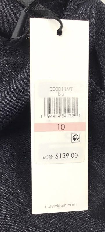 Calvin Klein Women's Blue V-Neck Wide Leg Tie Back Jumpsuit Size 10 NWT