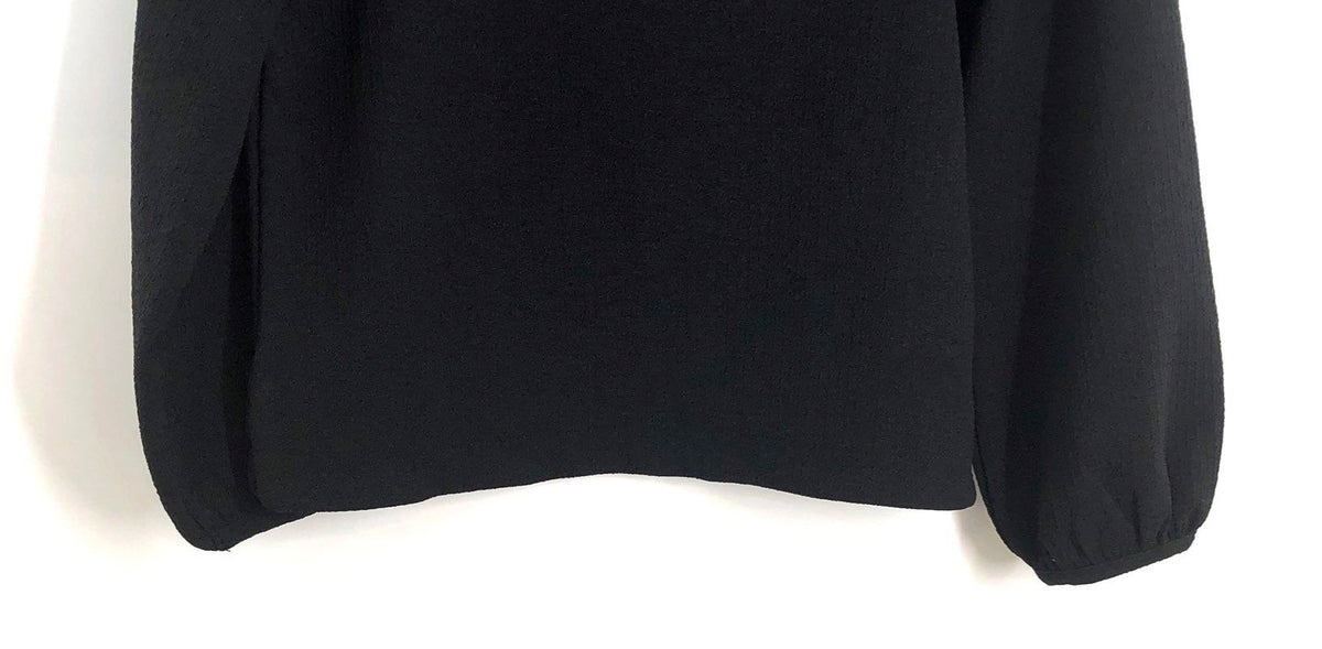 Madewell Women's Black Square Neck Puff Sleeve Textured Crepe Blouse Top Sz XS