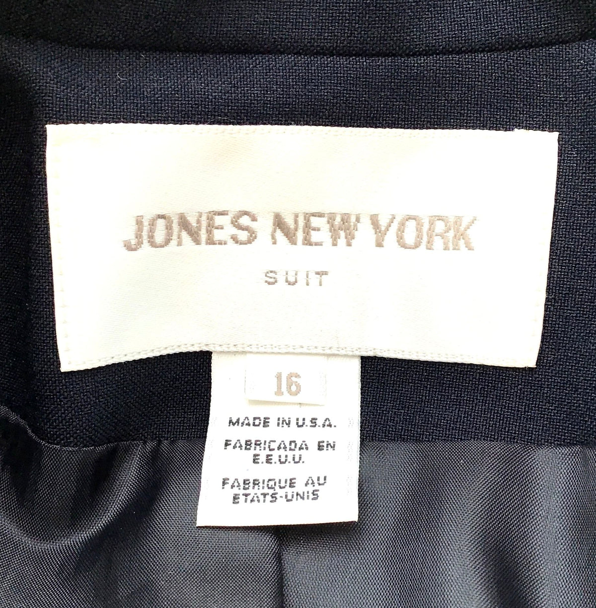 NWT Jones New York Women&#39;s Navy Blue Collared Open Front Blazer - Size 16