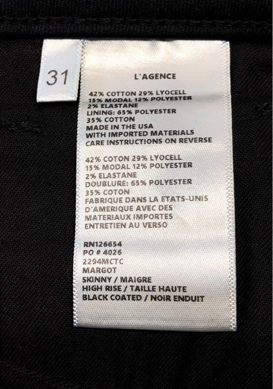L'Agence Women's Margot High Rise Skinny Coated Black Pants NWT Sz 31