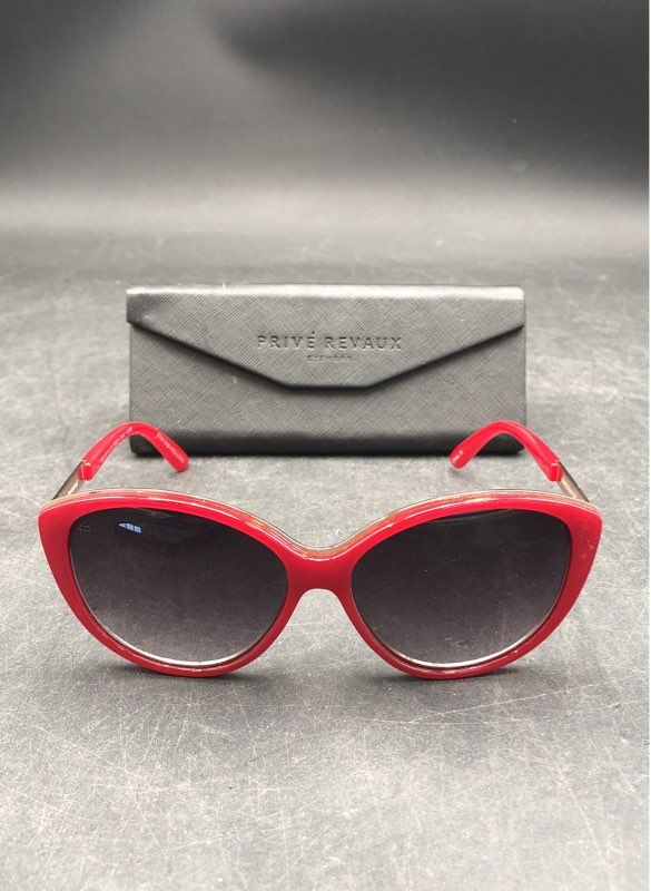 Prive Revaux Women's Red Plastic Cat Eye Sunglasses W/Case