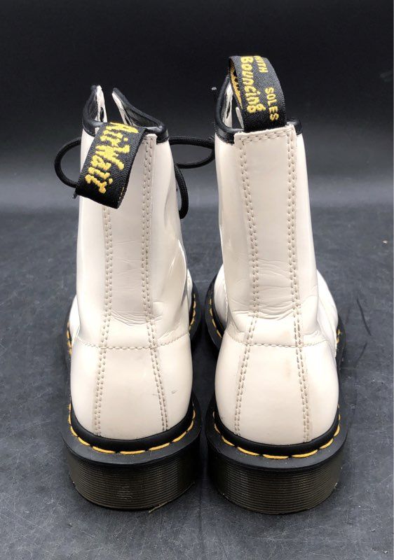 Dr. Martens 1460 White Black Leather 8-Eye Ankle Combat Boots Women's Size 8