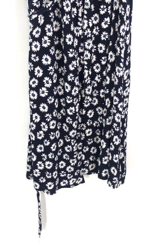 Gap Women's Navy Blue Daisy Floral Short Sleeve Wrap Midi Dress NWT Sz S