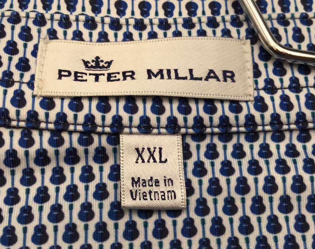 Peter Millar Men&#39;s White Blue Green Golf Polo Shirt - Size 2XL Lot Of 4