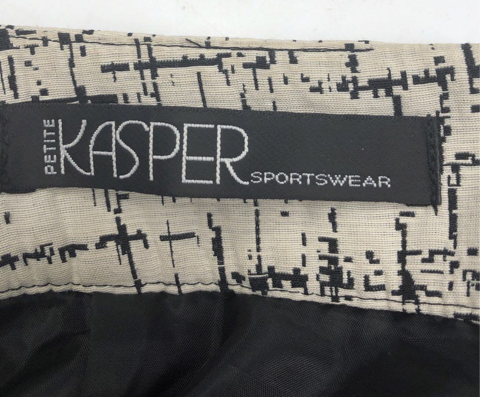 Kasper Women's Black White Abstract Print Cotton Blend Pencil Skirt Petite 6P
