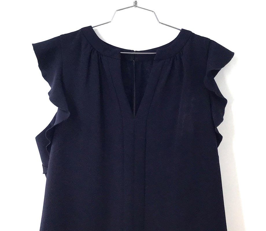 Vince Camuto Women's Navy Ruffle Sleeve Sheath Dress Size 14 NWT