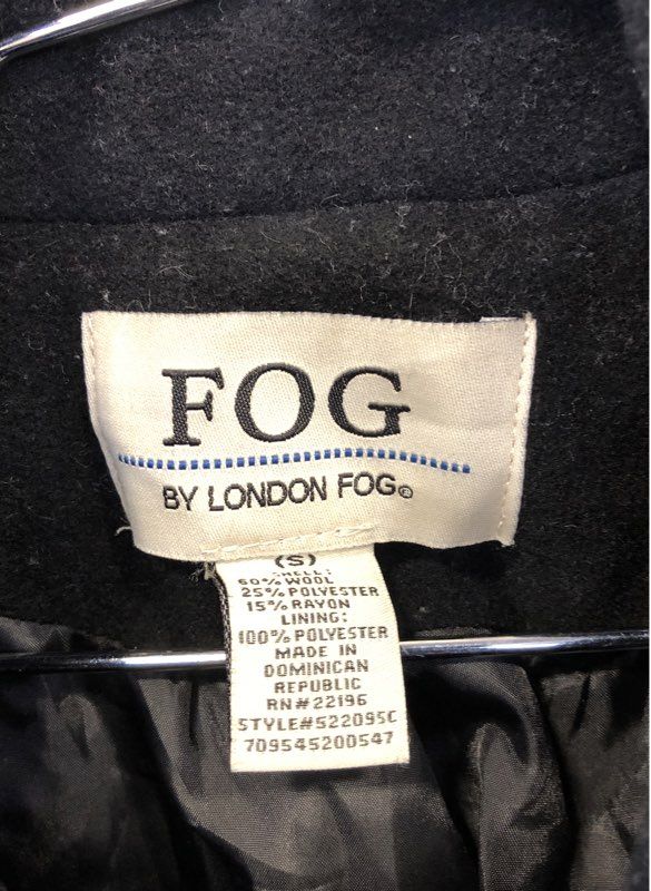 London Fog Women's Wool Blend Peacoat Black Button Front Car Coat Size S
