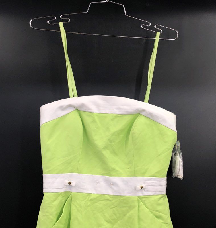 Antonio Melani Women's Lime Green White Cotton Stretch Sheath Dress Sz 4