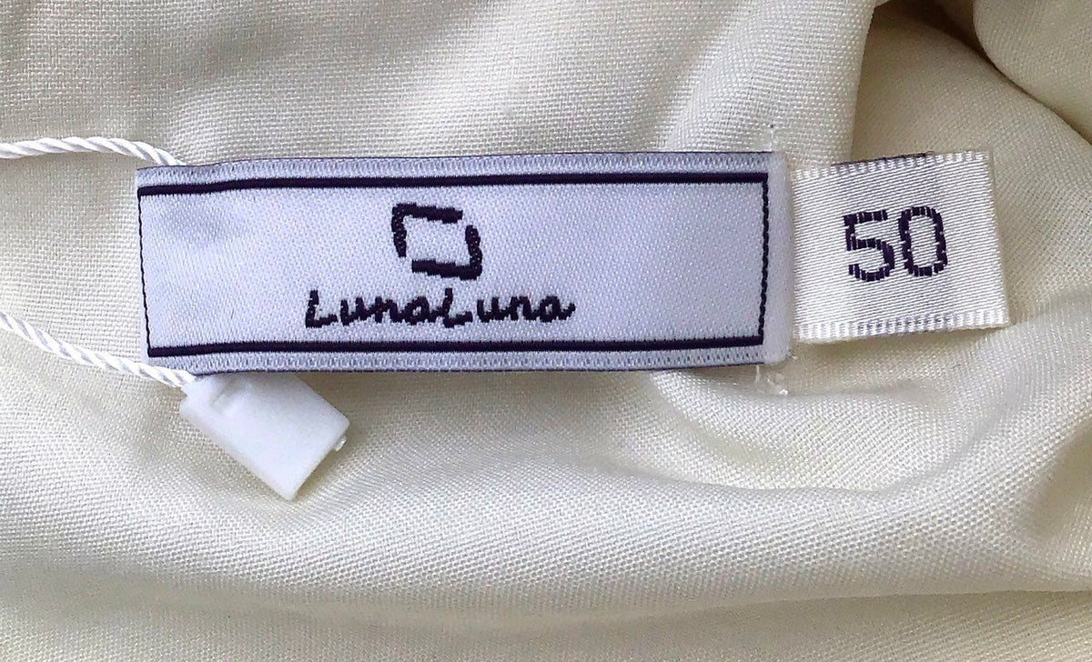 LunaLuna Women's Cream Brushed Lines Lace Midi Dress Long Sleeve NWT Size 50
