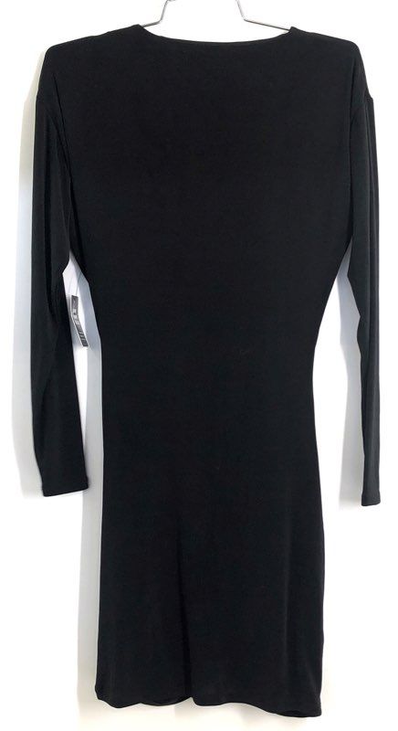 Express Women's Black Ruched Long Sleeve V-Neck Ladder Bodycon Dress XS NWT