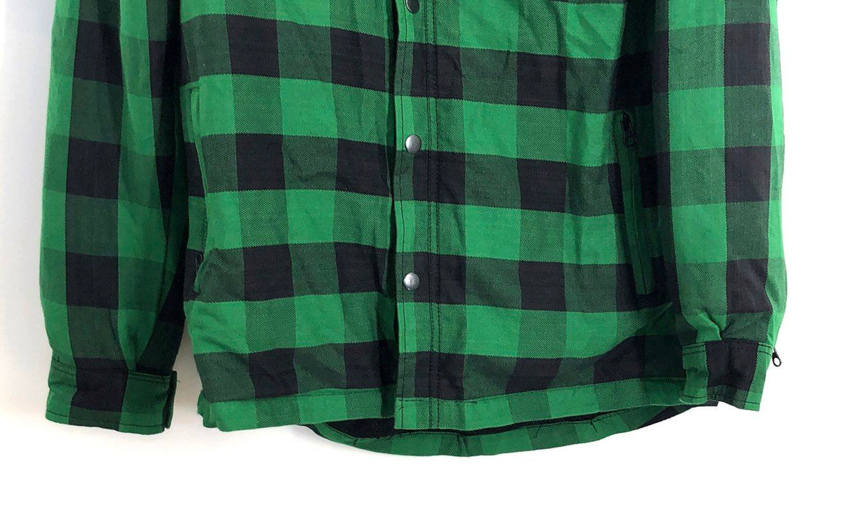 Vance Leather Men's Green Plaid Flannel Motorcycle Riding Shirt Jacket Sz M