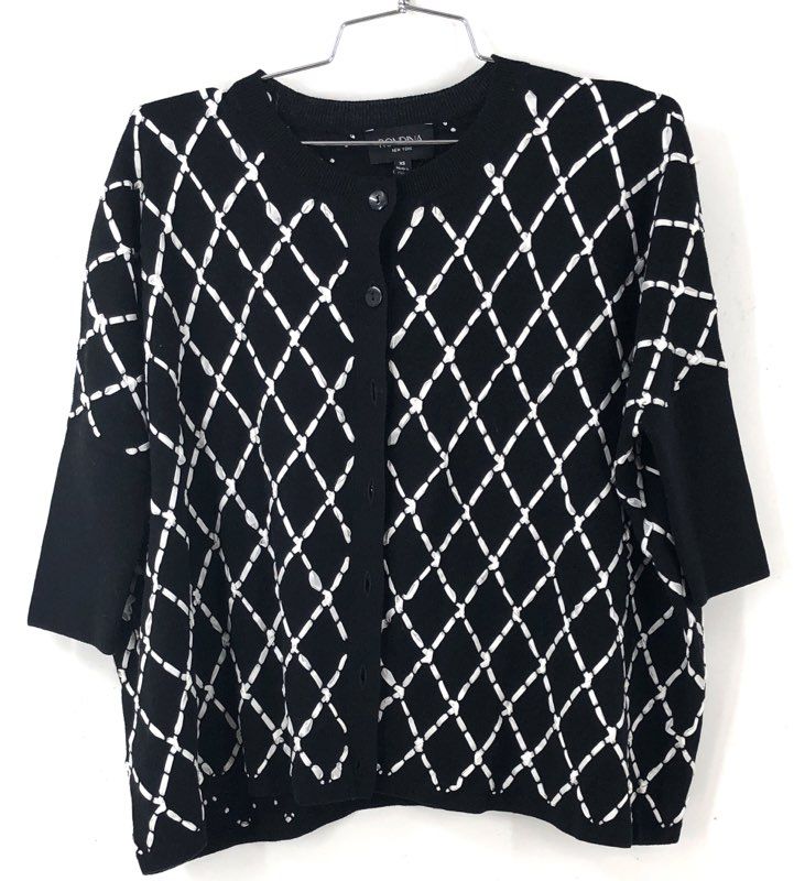 NWT Rondina Women's Black White Cardigan Sweater - Size XS