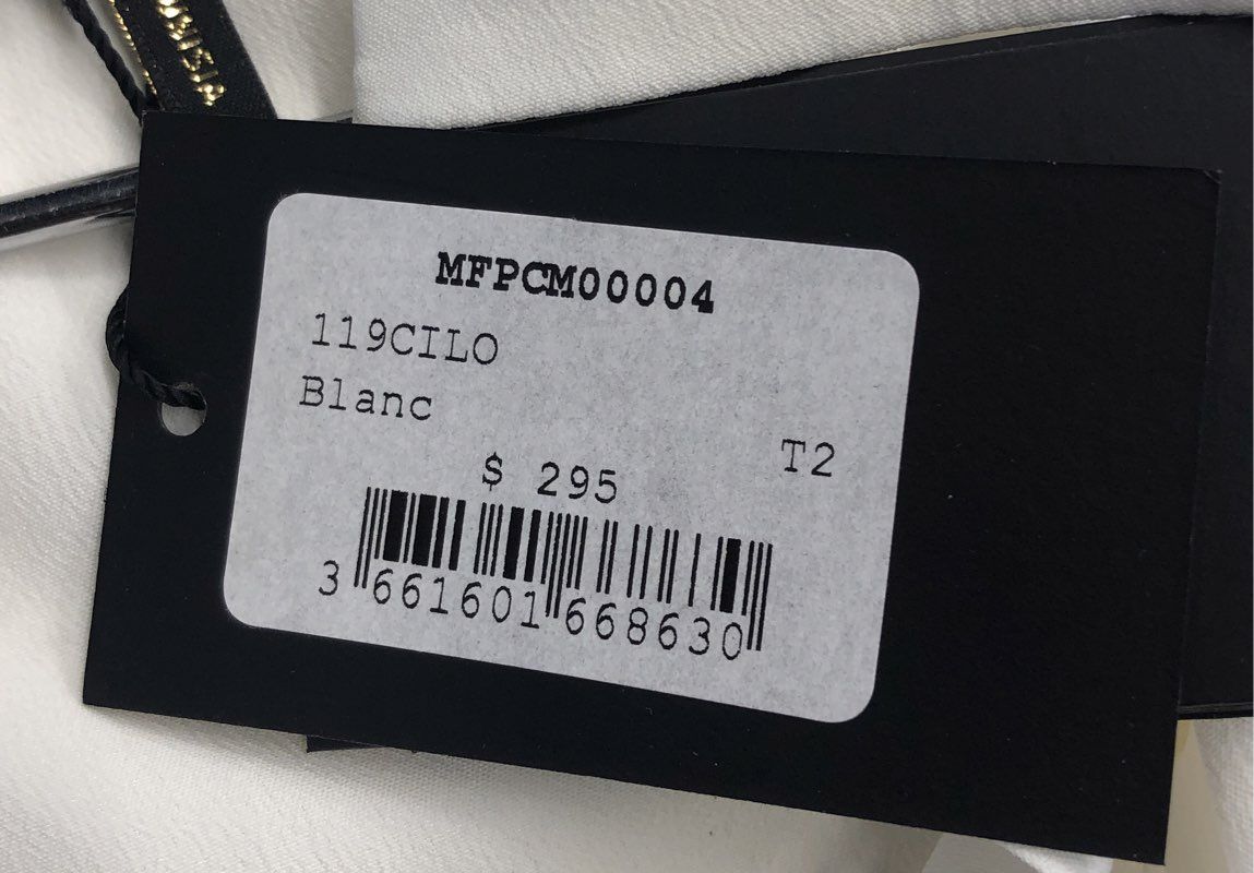 NWT Maje Women's White Ruffle Button-Up Shirt - Size 2