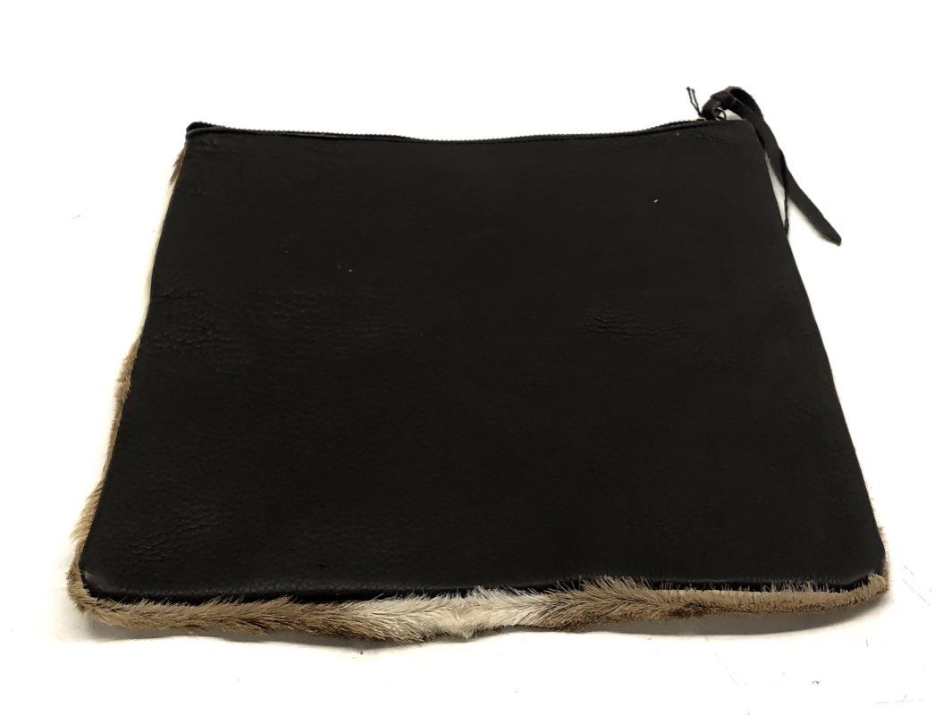 Oliveve Brown Natural Deer Tail Fur Leather Pouch Clutch Bag NWT