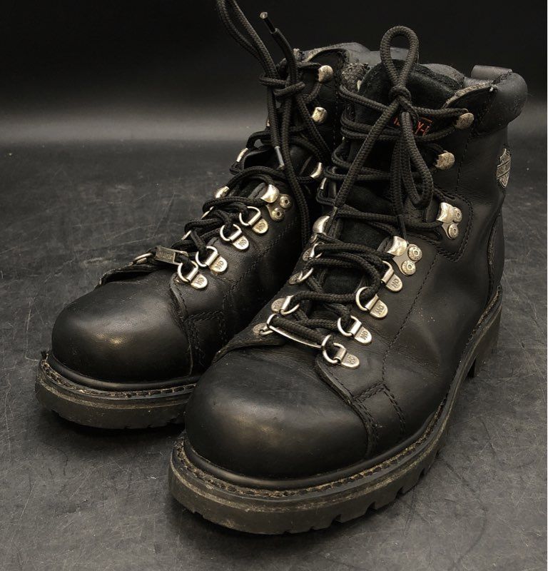 Harley-Davidson 91616 Black Leather Motorcycle Hiker Boots Men's Size 8
