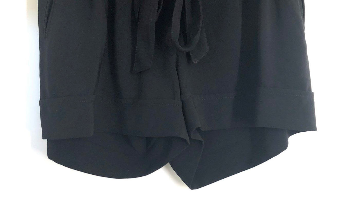 ELFE by Elif Erturk Women's Black Paperbag High Rise Tie Belt Shorts Sz 36
