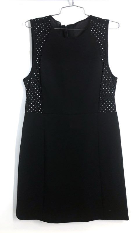 Michael Michael Kors Women's Black Mesh Panel Polka Dot Shift Dress Sz 10