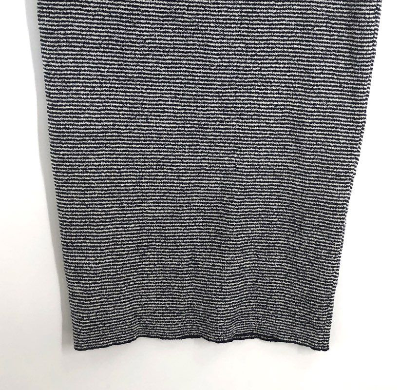 Zara Women's Black White Striped Textured Knit Midi Pencil Skirt Size S