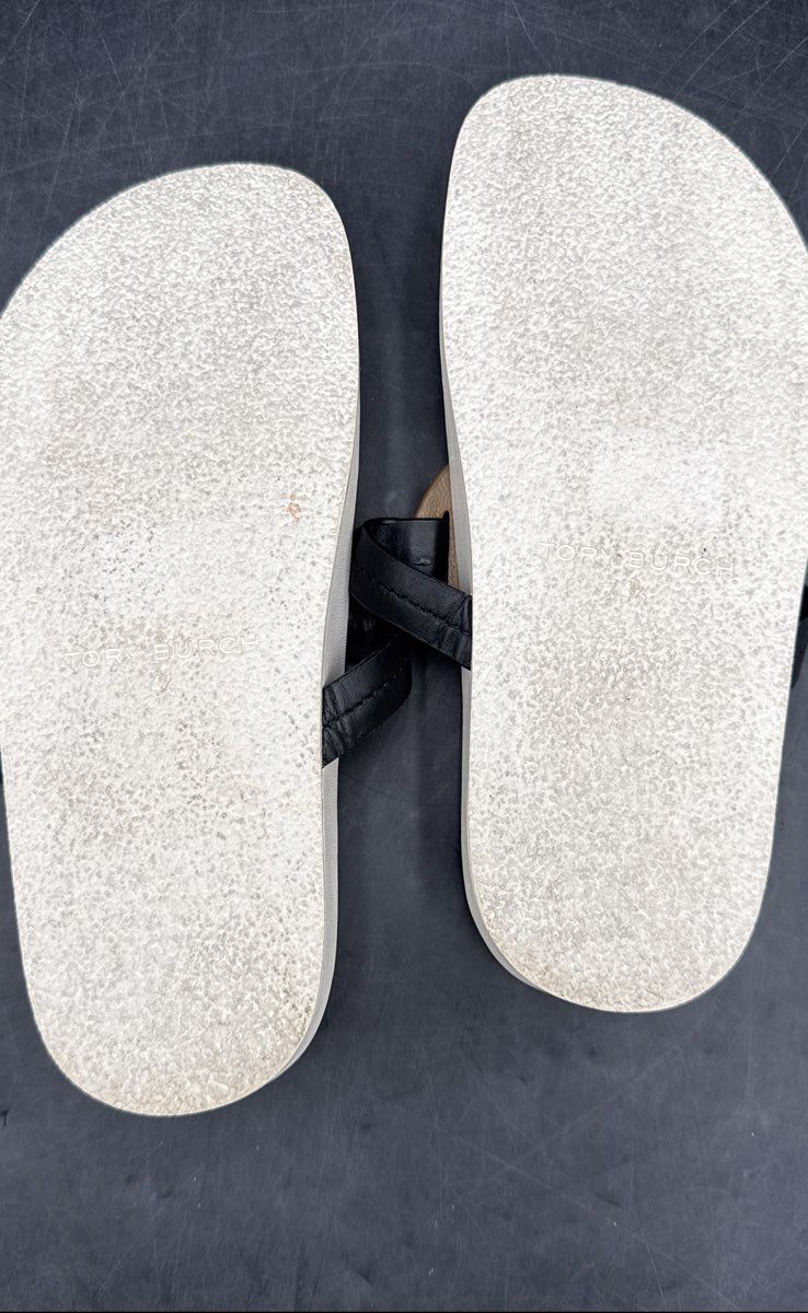 Tory Burch Mini Miller Jelly Platform Thong Sandals White Black Tan Size 4.5