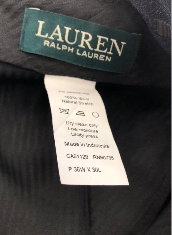 NWT Lauren Ralph Lauren Men&#39;s Black Wool Stretch Dress Pants - Size 36WX30L