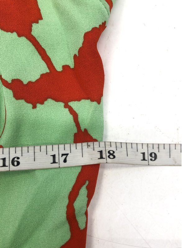 Diane von Furstenberg Women's Green Red Abstract Print Silk Wrap Dress Size 2