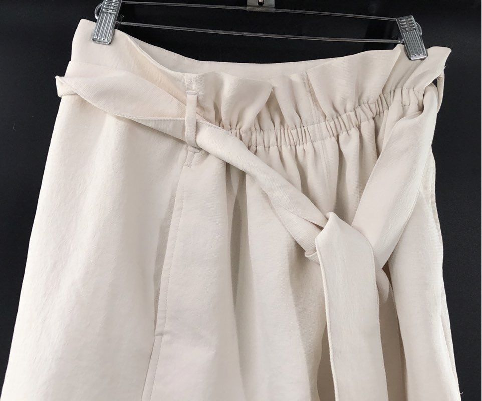 Wilfred Women's Cream Paperbag Waist Belted High Rise Textured Shorts Size 4