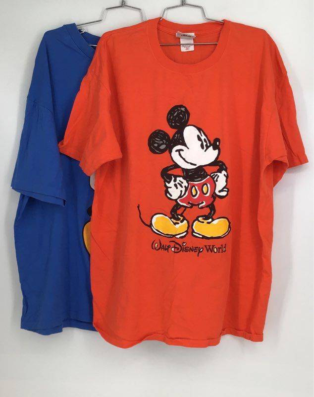 Mickey &amp; Co., Disney Men&#39;s Blue Orange Mickey Mouse T-Shirt - Size 2X Lot Of 2