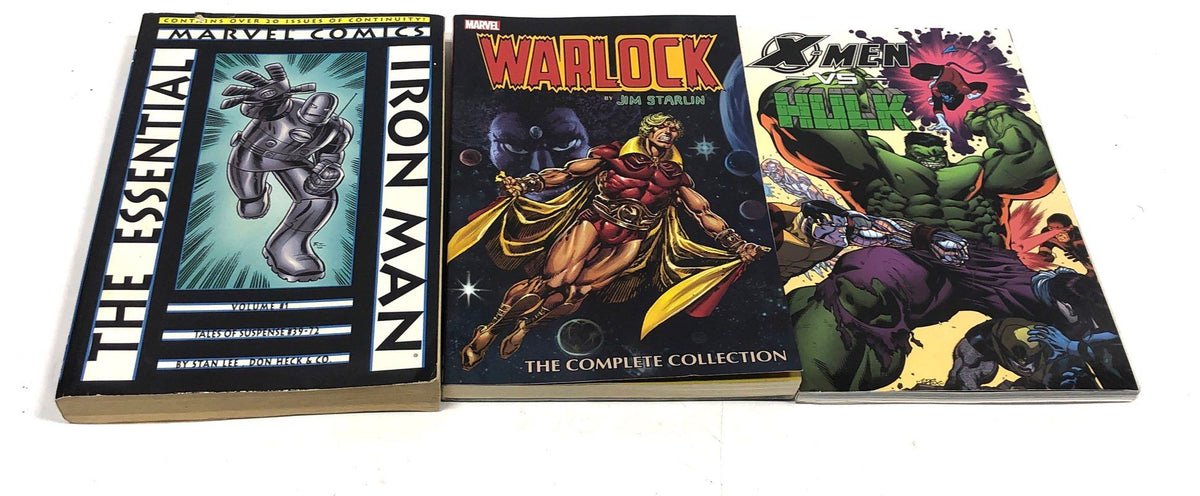Warlock Starlin + Essential Iron Man Lot of 3 Marvel Comics Graphic Novels TPB