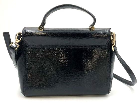 Kate Spade Black Textured Patent Leather Crossbody Bag with Gold Accents (+COA)