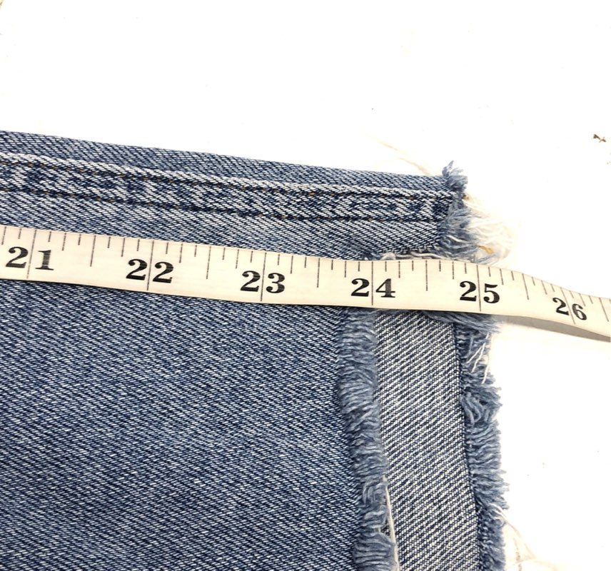 ASOS Women's Distressed Ripped High Rise Straight Leg Blue Jeans Sz 30x28