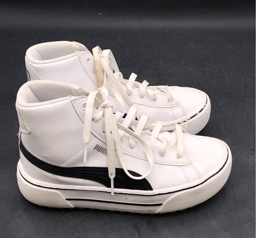 Puma Cali Court Mid White Black Platform Sneakers Women's Size 8