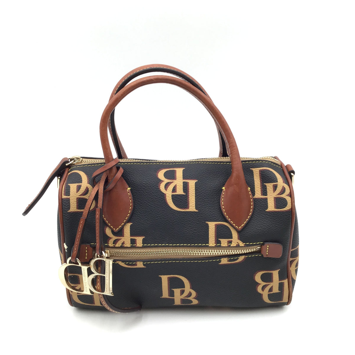 Authentic Dooney &amp; Bourke Women&#39;s Black Gold Signature Tote Bag - COA Included