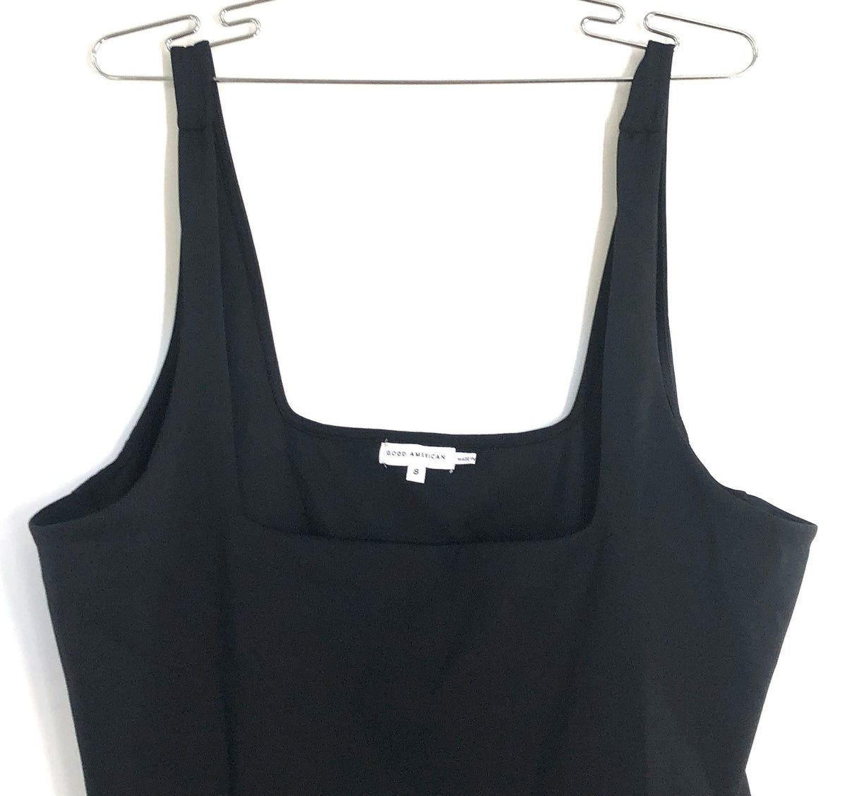 Good American Women's Black Square Neck Sleeveless Bodysuit Style GB0375 Sz 8