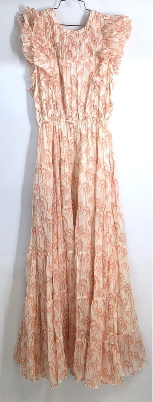 Scotch & Soda Women's Cream Orange Palm Tree Print Cutout Maxi Dress NWT Sz S