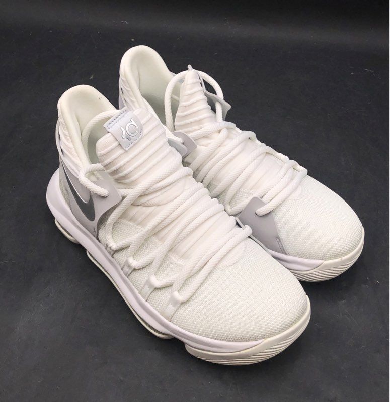 Nike Zoom KD 10 White Chrome Pure Platinum Youth Basketball Shoes Size 6.5Y
