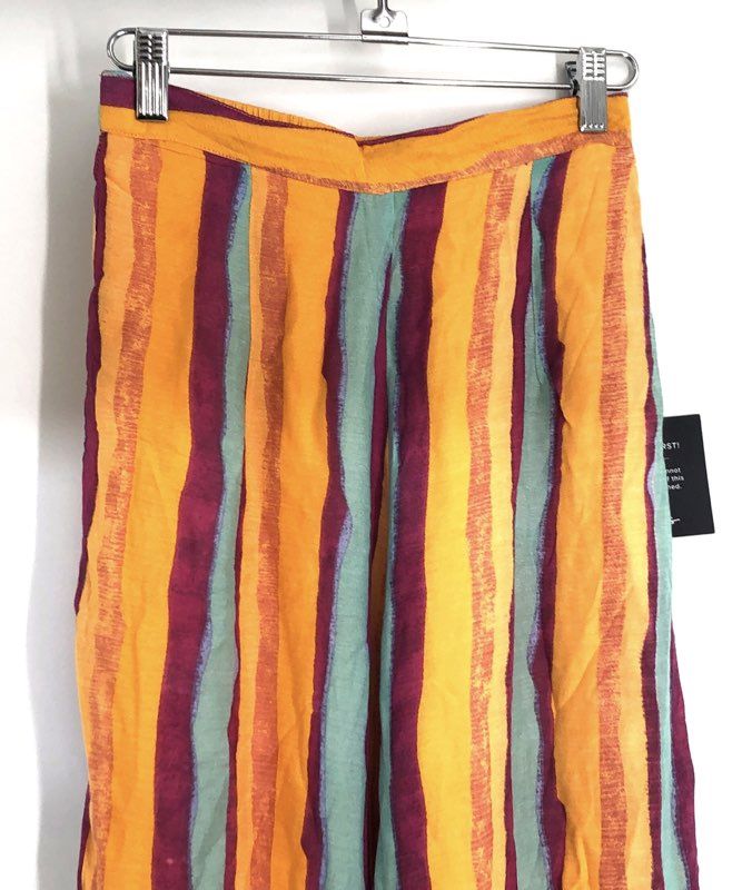 Lulus Women's Multicolor Striped Boho High Rise Wide Leg Pants NWT Sz XS