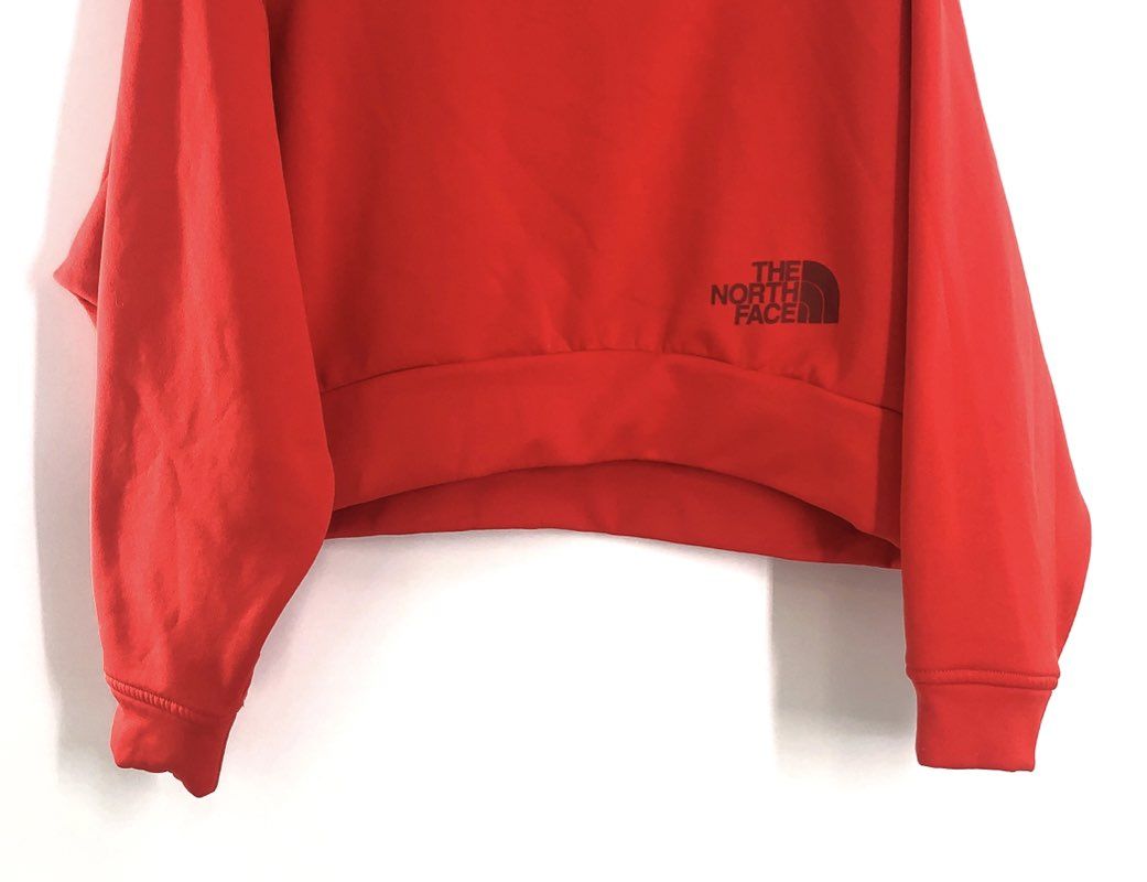 The North Face Women's Red Cropped Sweatshirt Pullover Logo Sz S