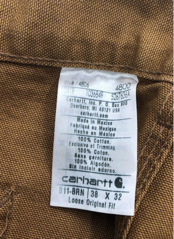 Y2K 2000s Carhartt Men's Brown B11-BRN Cotton Carpenter Pants - Size 38 x 32