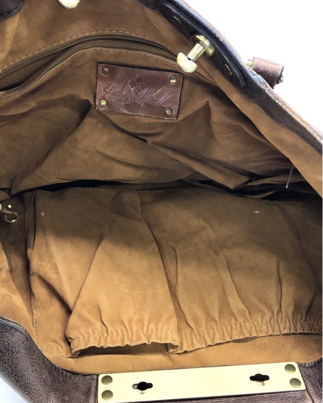 Patricia Nash Brown Leather Studded Nash Tote Bag Brass Hardware