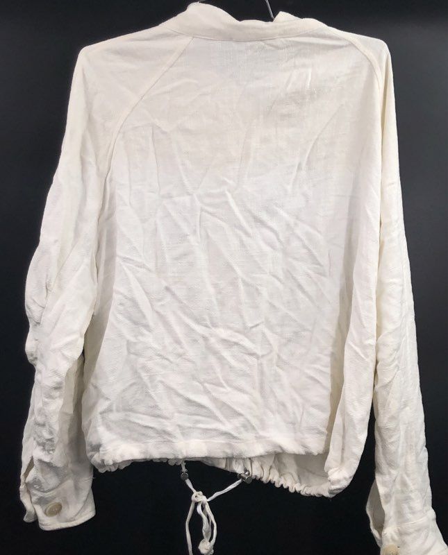 [BLANKNYC] Women's Off White Linen Blend Utility Jacket Pocket Drawstring Sz S