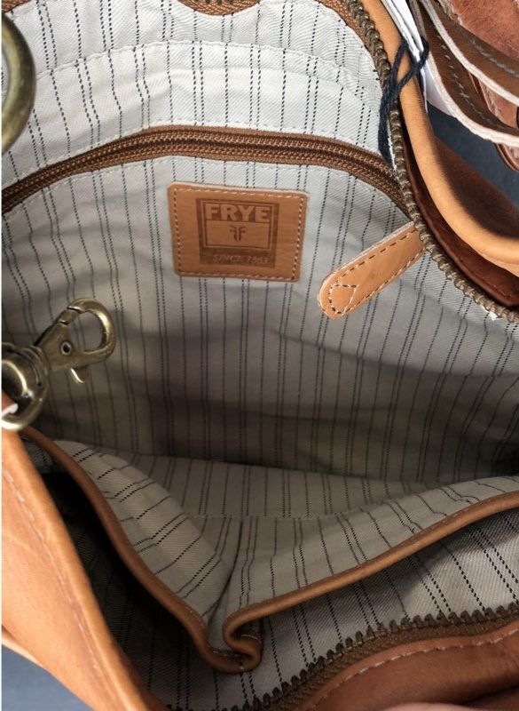 Frye Brown Leather Slouchy Hobo Crossbody Shoulder Bag Antique Brass Hardware